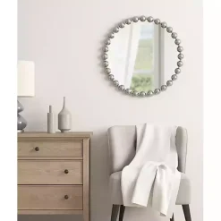 Kirklands Home Metallic Foiled Beaded Wall Mirror SIlver Discount