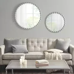 Kirklands Home Metallic Foiled Beaded Wall Mirror SIlver Discount