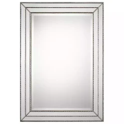 Kirklands Home Metallic Grooved Texture Wall Mirror Silver Clearance