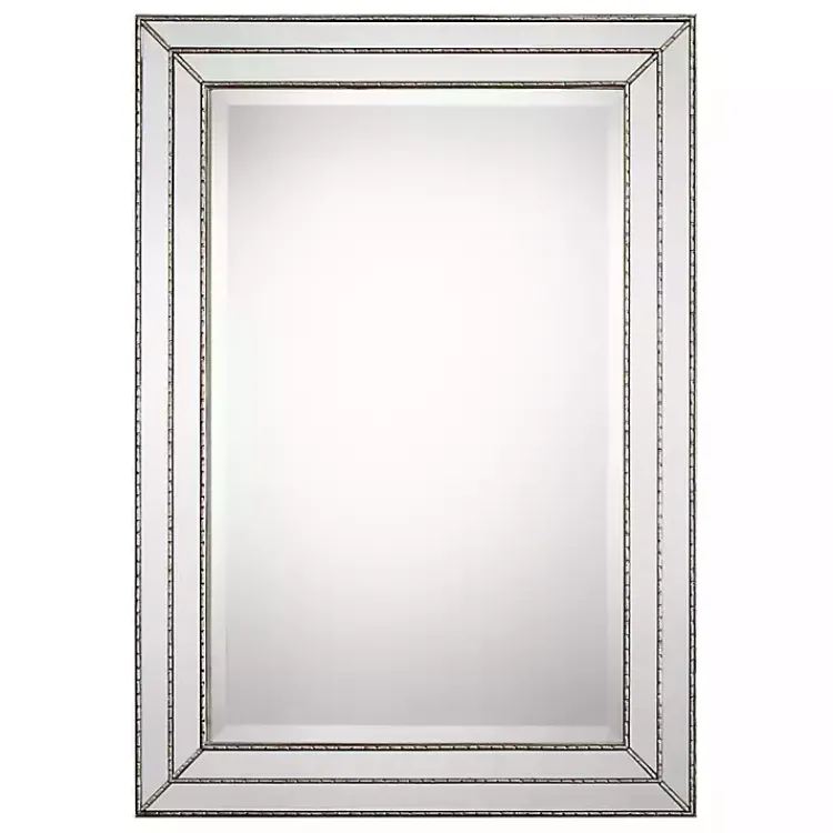 Kirklands Home Metallic Grooved Texture Wall Mirror Silver Clearance