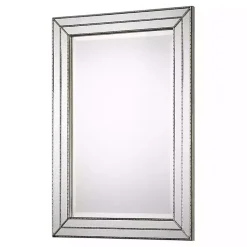 Kirklands Home Metallic Grooved Texture Wall Mirror Silver Clearance