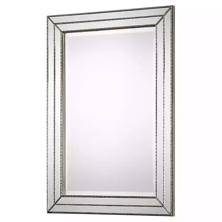 Kirklands Home Metallic Grooved Texture Wall Mirror Silver Clearance
