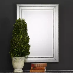 Kirklands Home Metallic Grooved Texture Wall Mirror Silver Clearance