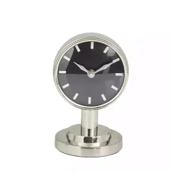 Decorative Accents>Kirklands Home Metallic Steel Beveled Base Tabletop Clock Silver