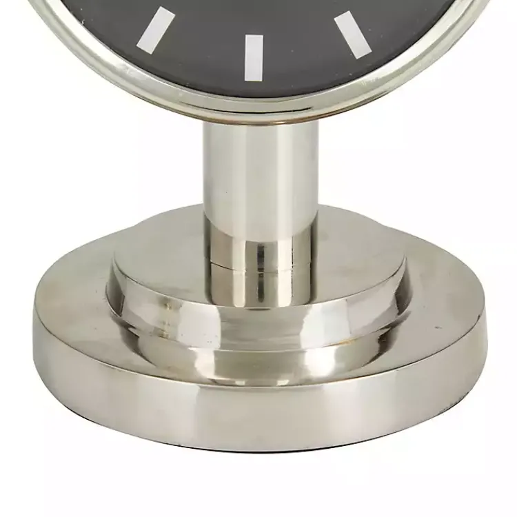 Decorative Accents>Kirklands Home Metallic Steel Beveled Base Tabletop Clock Silver