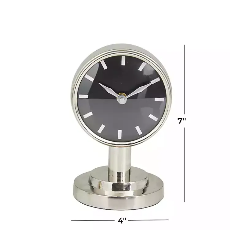 Decorative Accents>Kirklands Home Metallic Steel Beveled Base Tabletop Clock Silver