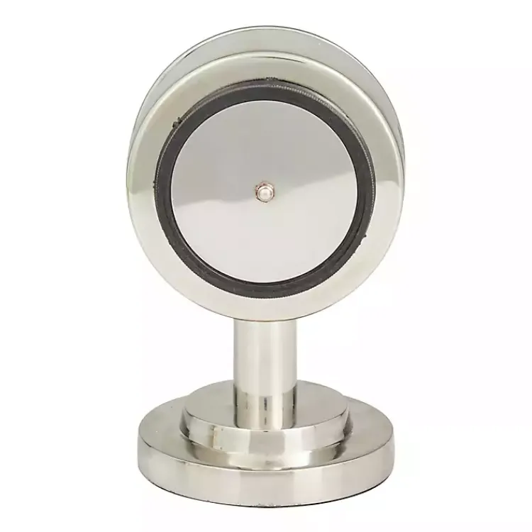 Decorative Accents>Kirklands Home Metallic Steel Beveled Base Tabletop Clock Silver