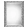Kirklands Home Metallic Silver Textured Frame Wall Mirror Outlet