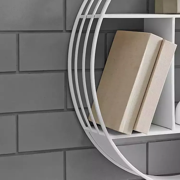Kirklands Home Metallic Metal Circular Frame Wall Shelf White Hot