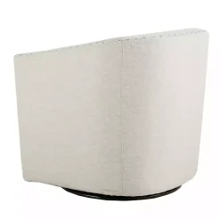 Kirklands Home Metro Club Natural Swivel Chair with Nailhead Trim Ivory
