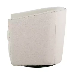 Kirklands Home Metro Club Natural Swivel Chair with Nailhead Trim Ivory