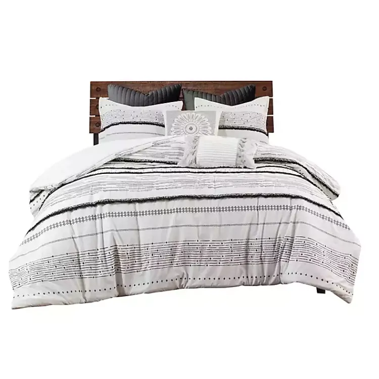Kirklands Home Mia White Striped 3-pc. King Comforter Set New
