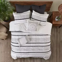 Kirklands Home Mia White Striped 3-pc. King Comforter Set New