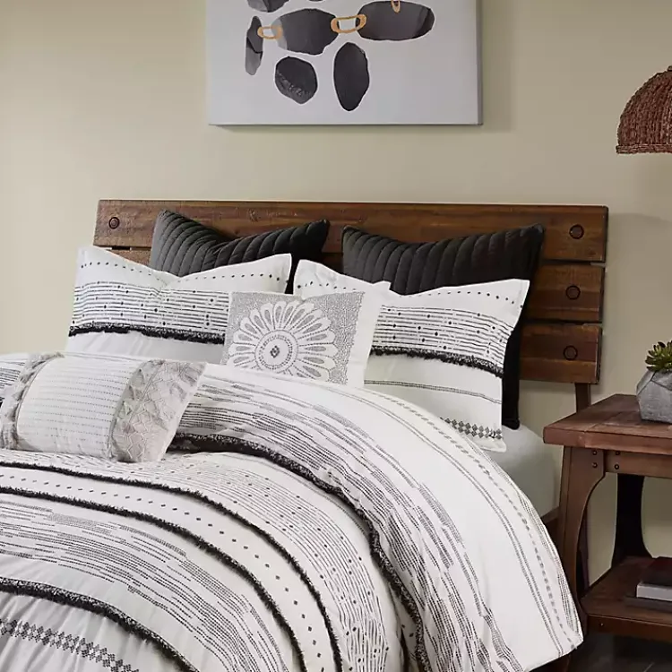Kirklands Home Mia White Striped 3-pc. King Comforter Set New
