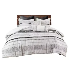 Kirklands Home Mia Striped 3-pc. King Duvet Cover Set White New