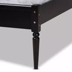 Kirklands Home Mid-Century Black Wood Rattan Queen Platform Bed Outlet