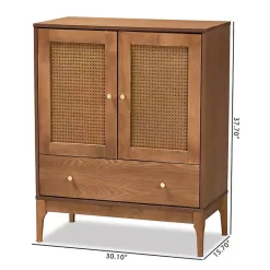 Kirklands Home Mid-Century Modern Rattan Walnut Cabinet Brown Best