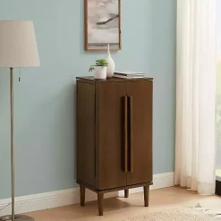 Kirklands Home Mid-Century Modern Walnut Jewelry Armoire Brown