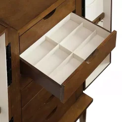 Kirklands Home Mid-Century Modern Walnut Jewelry Armoire Brown