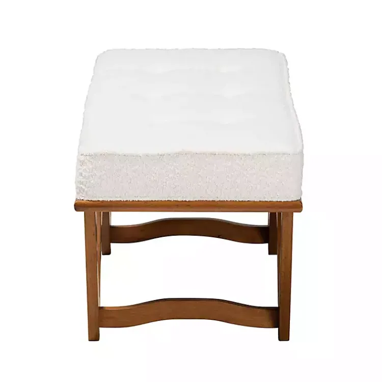 Kirklands Home Mid-Century Modern Boucle Angled Bench White
