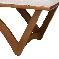 Kirklands Home Mid-Century Modern Boucle Angled Bench White