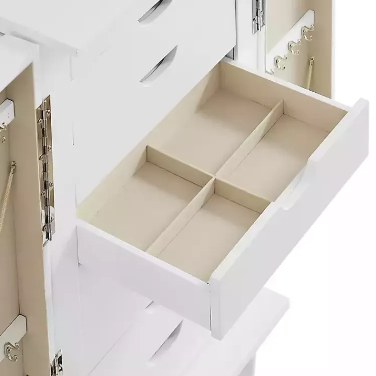 Kirklands Home Mid-Century Modern Jewelry Armoire White New