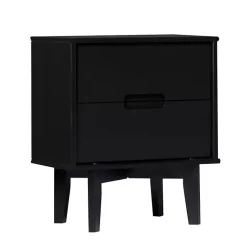 Kirklands Home Midnight Wood 2-Drawer Modern Nightstand Black New