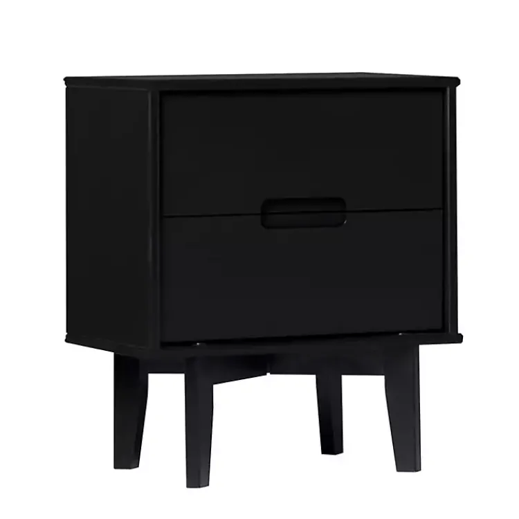 Kirklands Home Midnight Wood 2-Drawer Modern Nightstand Black New
