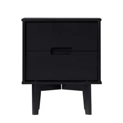 Kirklands Home Midnight Wood 2-Drawer Modern Nightstand Black New