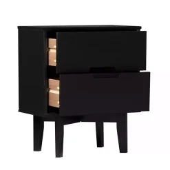 Kirklands Home Midnight Wood 2-Drawer Modern Nightstand Black New