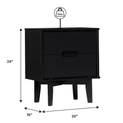 Kirklands Home Midnight Wood 2-Drawer Modern Nightstand Black New