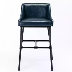 Kirklands Home Midnight Faux Leather Parlor Bar Stool Blue Clearance
