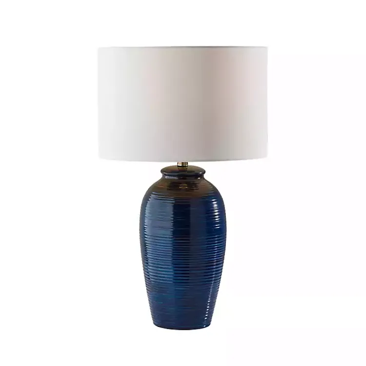 Kirklands Home Midnight Ribbed Alexis Table Lamp Blue Hot
