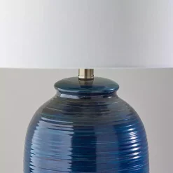 Kirklands Home Midnight Ribbed Alexis Table Lamp Blue Hot