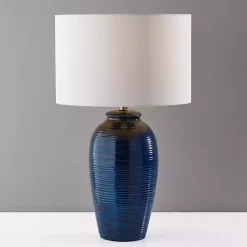 Kirklands Home Midnight Ribbed Alexis Table Lamp Blue Hot