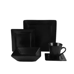 Kirklands Home Midnight Squared 30-pc. Dinnerware Set Black New