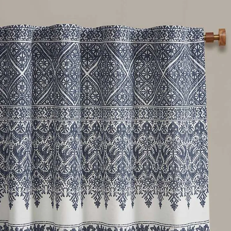 Kirklands Home Mila Horizontal Stripe Curtain Panel, 84 in. Blue Best