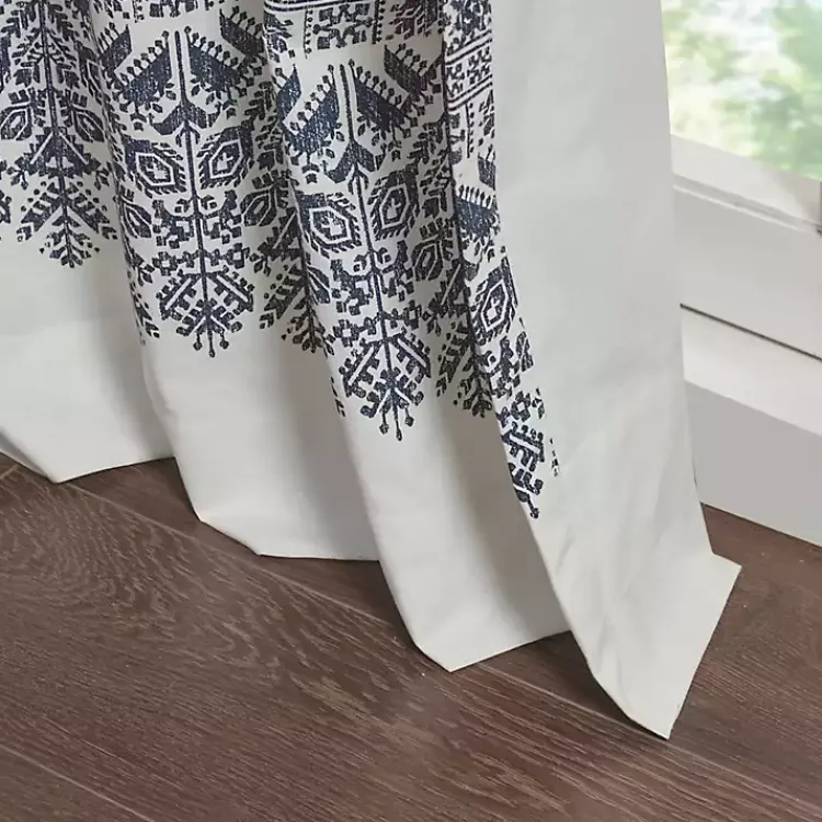 Kirklands Home Mila Horizontal Stripe Curtain Panel, 84 in. Blue Best