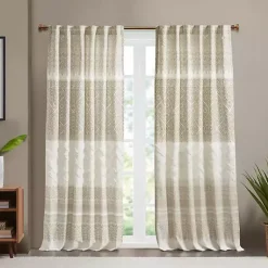 Kirklands Home Mila Horizontal Stripe Curtain Panel, 84 in. Tan Discount