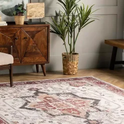 Kirklands Home Miley Traditional Medallion Washable Area Rug, 4x6 Discount