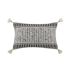 Pillows>Kirklands Home Milly Black and White Tassel Lumbar Pillow
