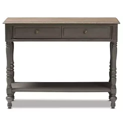 Kirklands Home Mindi Wood Rustic Farmhouse Console Table Gray