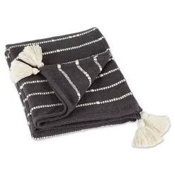 Blankets & Throws>Kirklands Home Mineral Slub Stripe Decorative Throw Gray