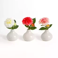 Arrangements & Greenery>Kirklands Home Mini Dahlia in Ceramic Vase Arrangements, Set of 3