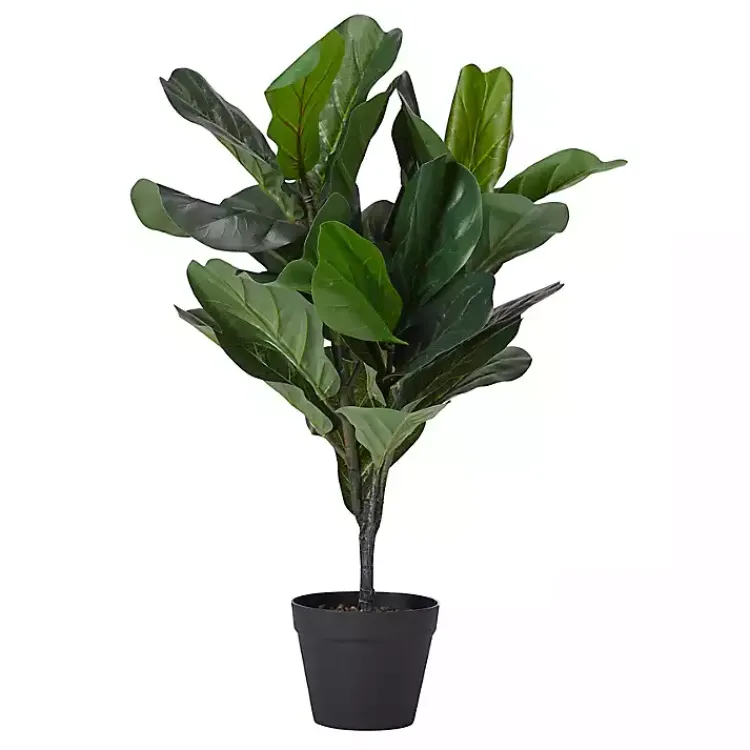 Trees & Topiaries>Kirklands Home Mini Fiddle Leaf Fig Tree in Black Pot