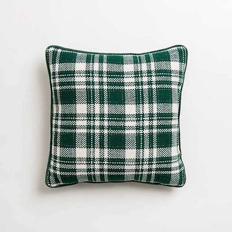 Christmas Pillows>Kirklands Home Mini Green and White Plaid Christmas Pillow