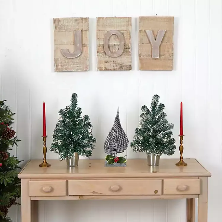 Christmas Arrangements & Garland>Kirklands Home Mini Pine Trees in Tin Planters, Set of 2 Green