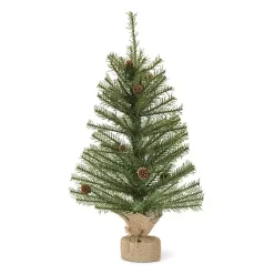 Christmas Arrangements & Garland>Kirklands Home Mini Pinecone Christmas Tree in Burlap Sack, 2 ft.
