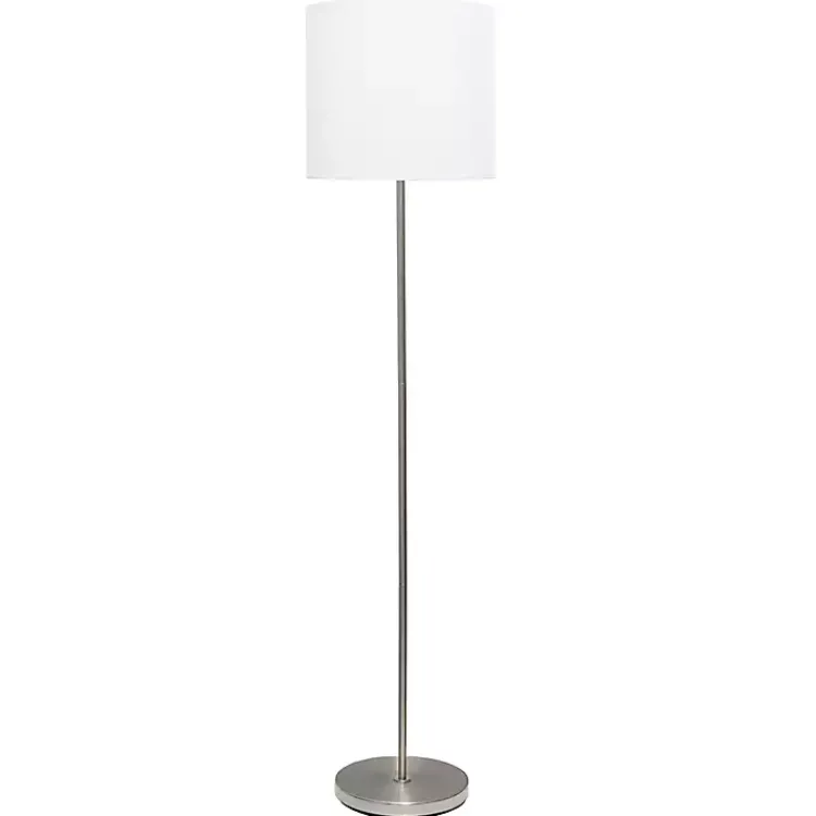 Kirklands Home Minimal Brushed Nickel Stem Floor Lamp White Discount