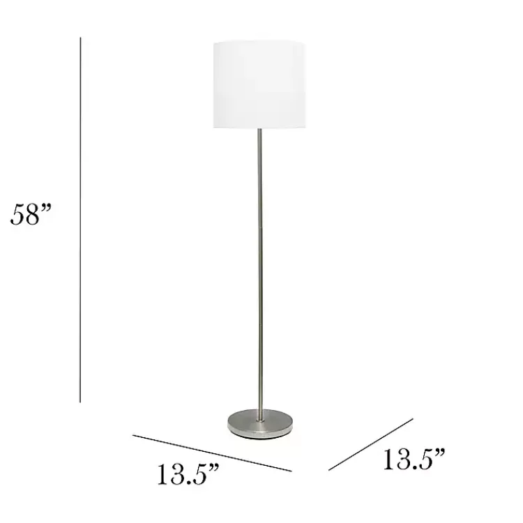 Kirklands Home Minimal Brushed Nickel Stem Floor Lamp White Discount